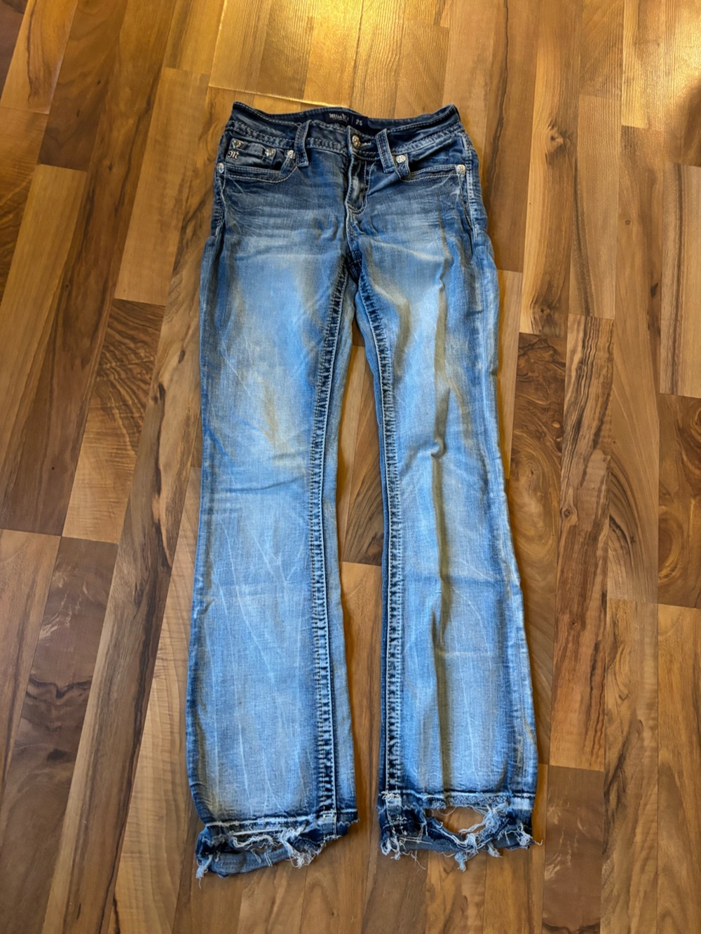 Miss Me Blue Distressed Wide Leg Jeans